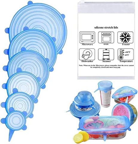 Image of ⭐Tapas Elásticas de Silicona, Conjunto de 6 Tamaños Diferentes, Resistentes al Calor, Refrigeración, Antiderrames⭐